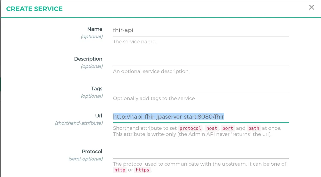 การกรอกข้อมูลเพื่อสร้าง Service fhir-api
