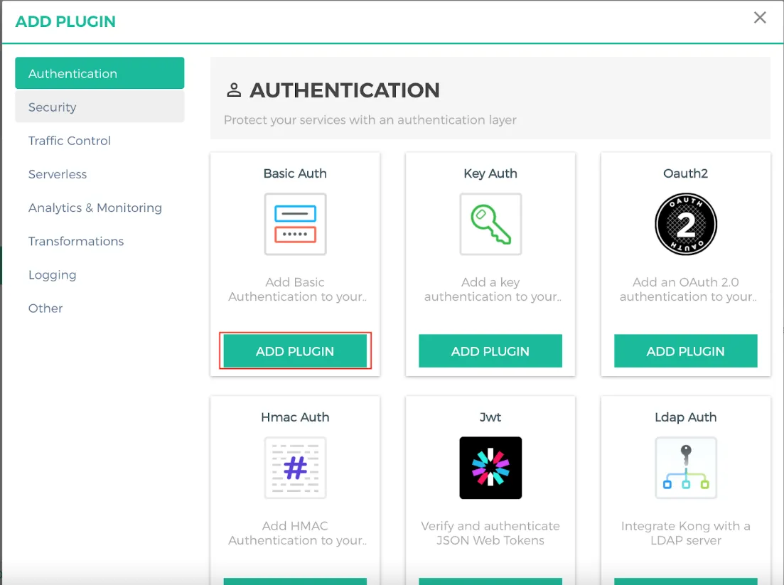การเพิ่ม Basic Auth Plugin