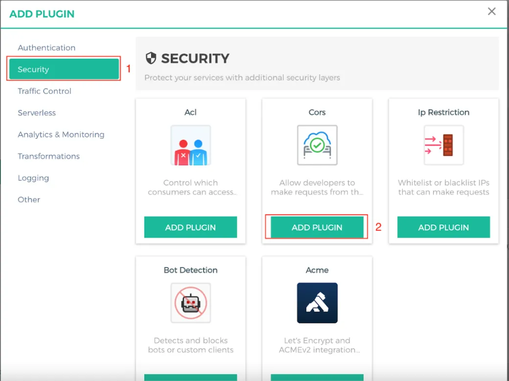 การเพิ่ม Cors Plugin