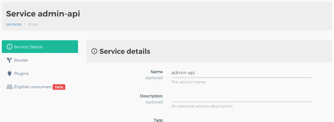รายละเอียดของ Service admin-api
